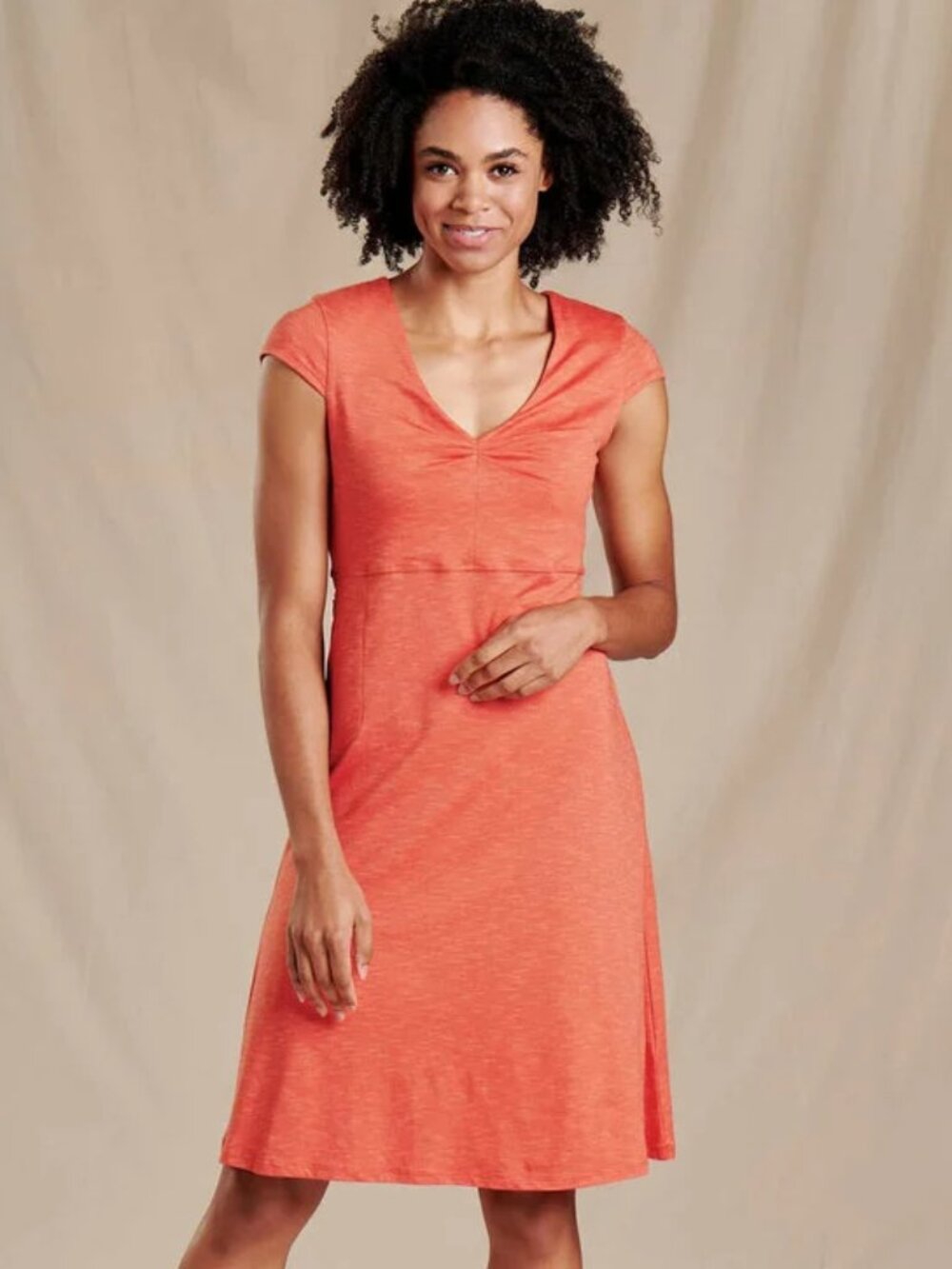 Toad & Co Orange Rosemarie Fit-and-Flare Dress Size Large Fall Autumnal Bohemian